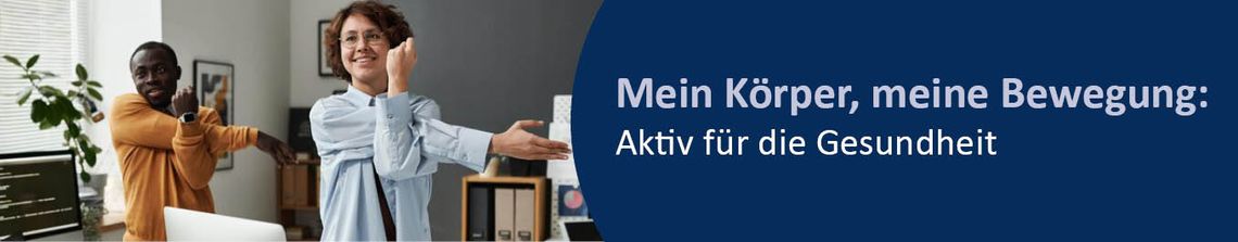 Zwei Personen bei der Bürogymnastik