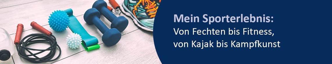 Nebeneinander aufgereihte Sportgeräte - symbolisiert Vielzahl sportlicher Möglichkeiten